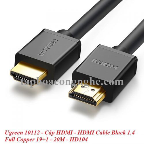Ugreen 10112 20M màu Đen Cáp tín hiệu HDMI chuẩn 1.4 hỗ trợ phân giải 4K * 2K HD104 30010112